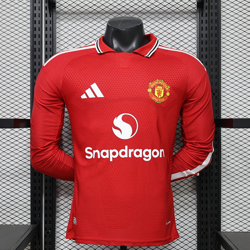 2026/2027 Long Sleeve Player Version Manchester United Home Football Shirt 1:1 Thai Quality topjersey