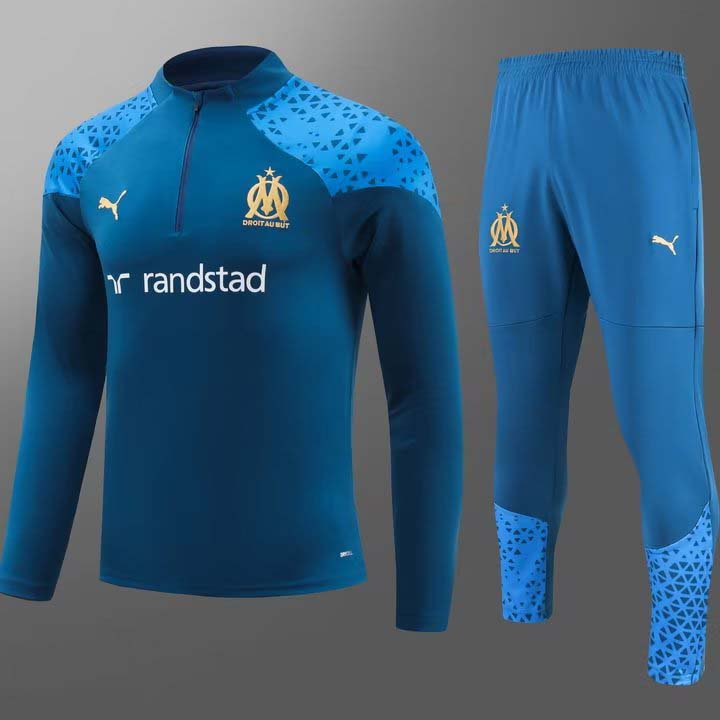 2023/2024 Olympique de Marseille Half-Pull Training Suit Blue