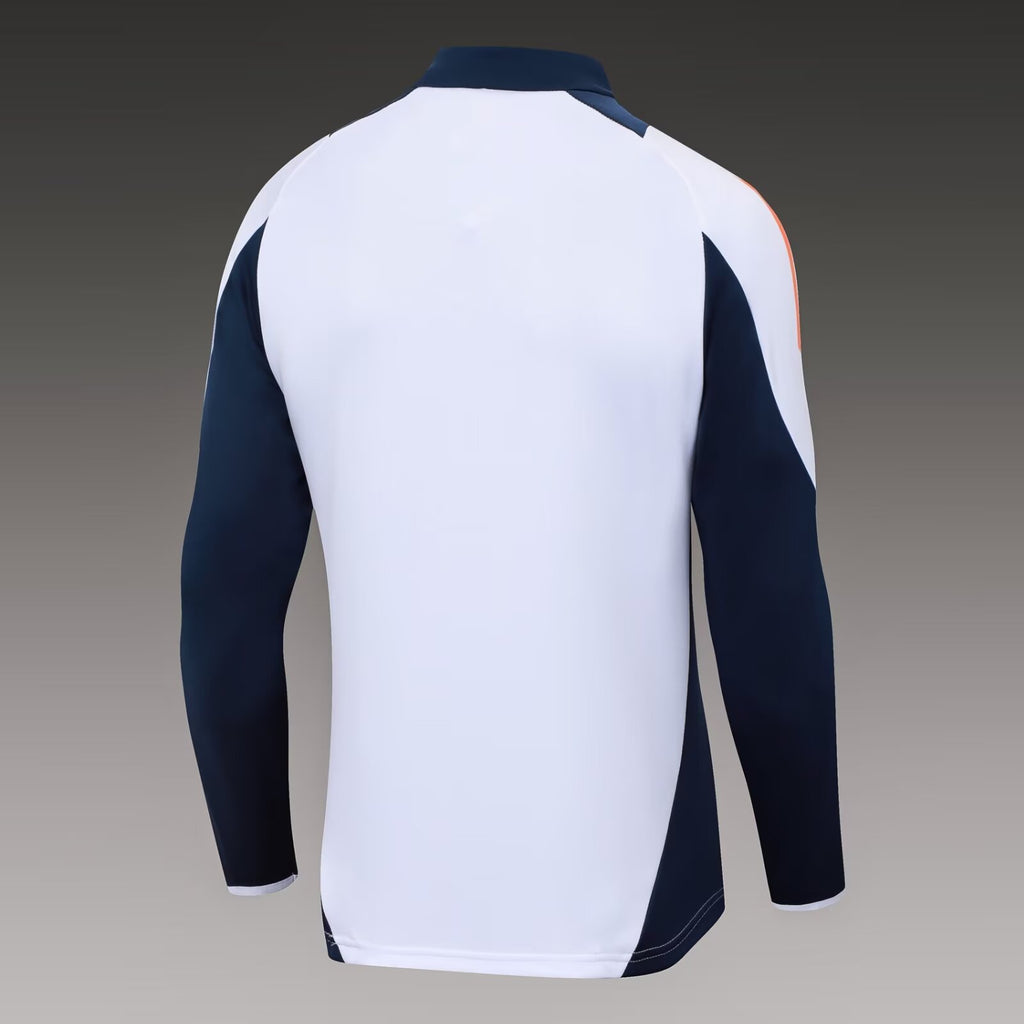 2024/2025 Real Madrid Half-Pull Training Suit White-Black
