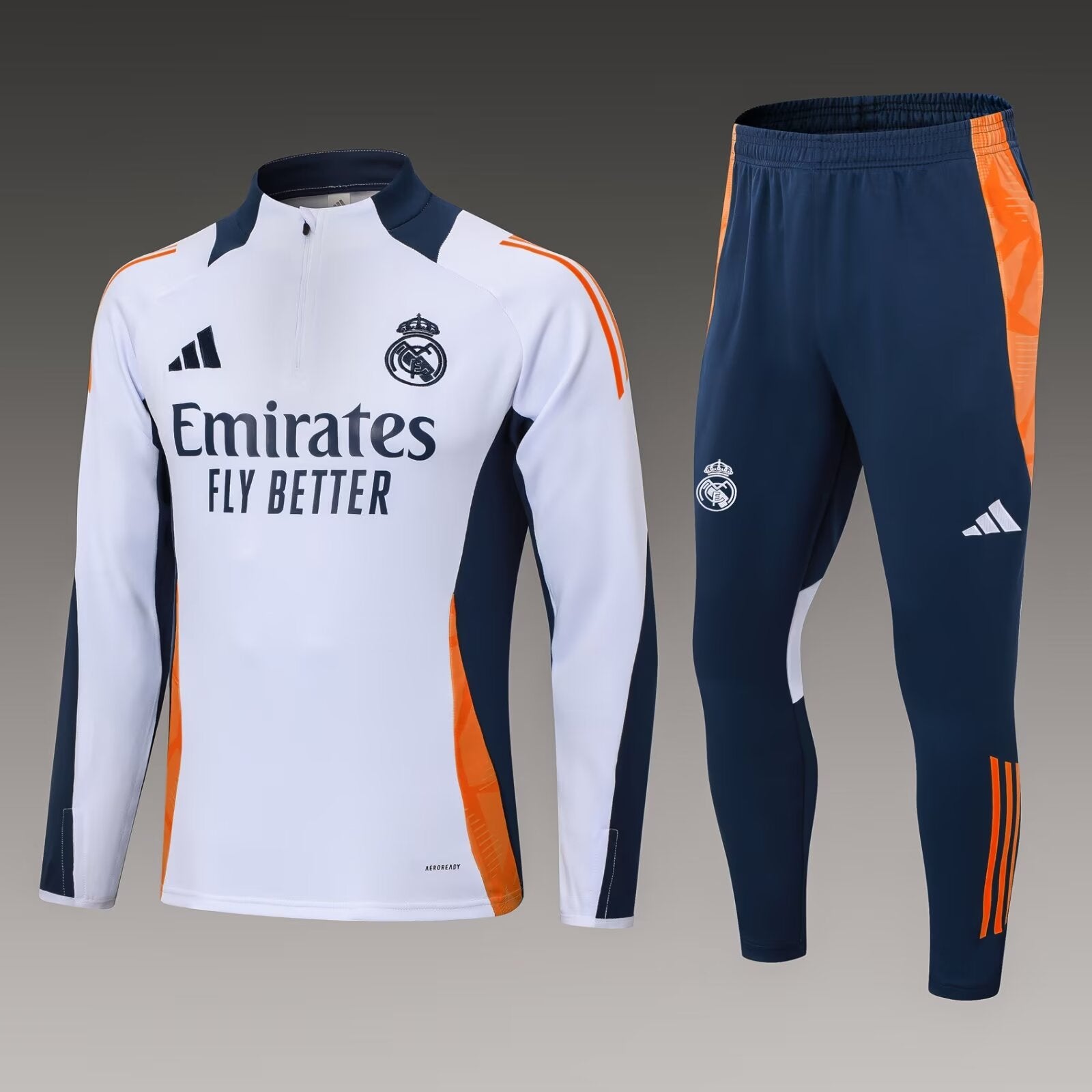 2024/2025 Real Madrid Half-Pull Training Suit White-Black