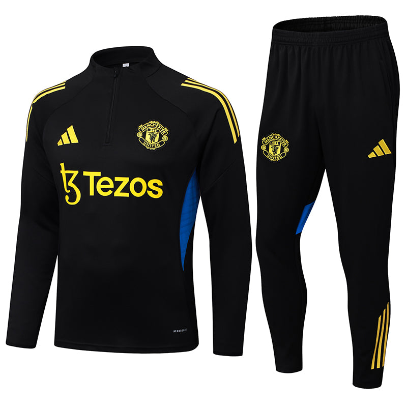 2025/2026 Manchester United Half-Pull Training Suit Black