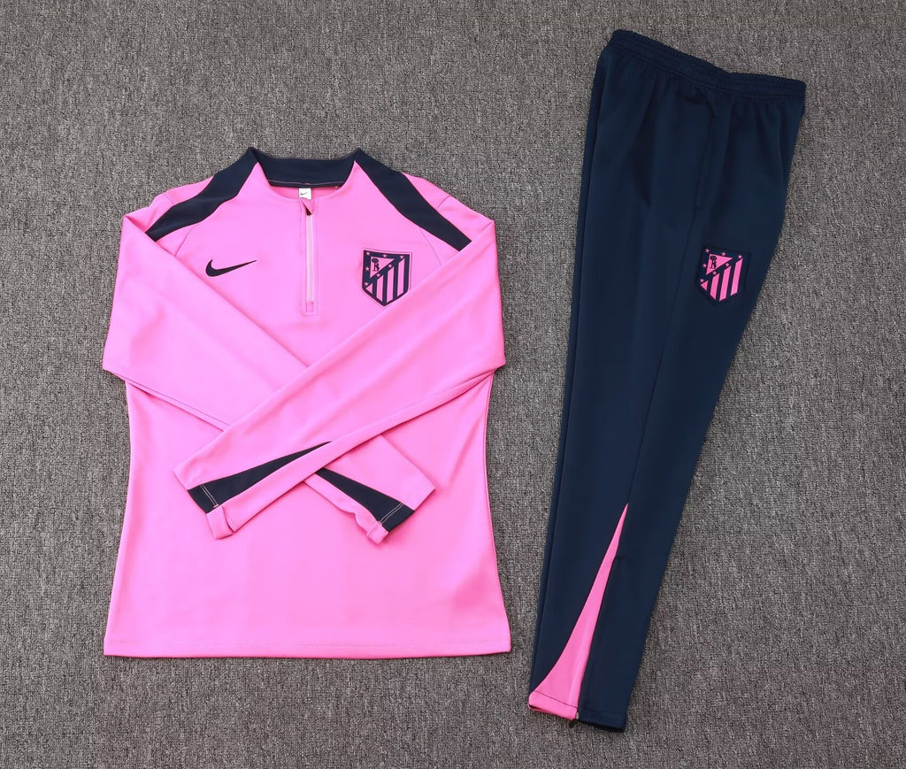 2024/2025 Atletico Madrid Half-Pull Training Suit Pink Jersey