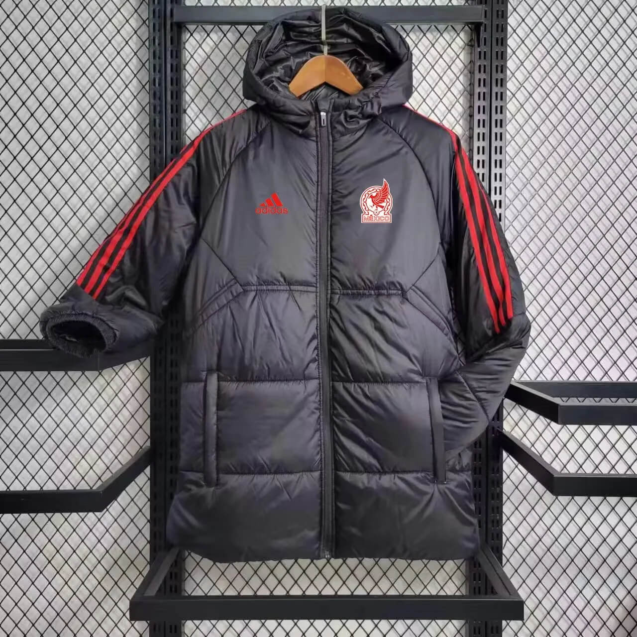 2024 Mexico Black-Red Edge Soccer Long Cotton jacket