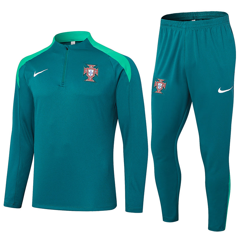 2024-2025 Portugal Half-Pull Training Suit Dark Green