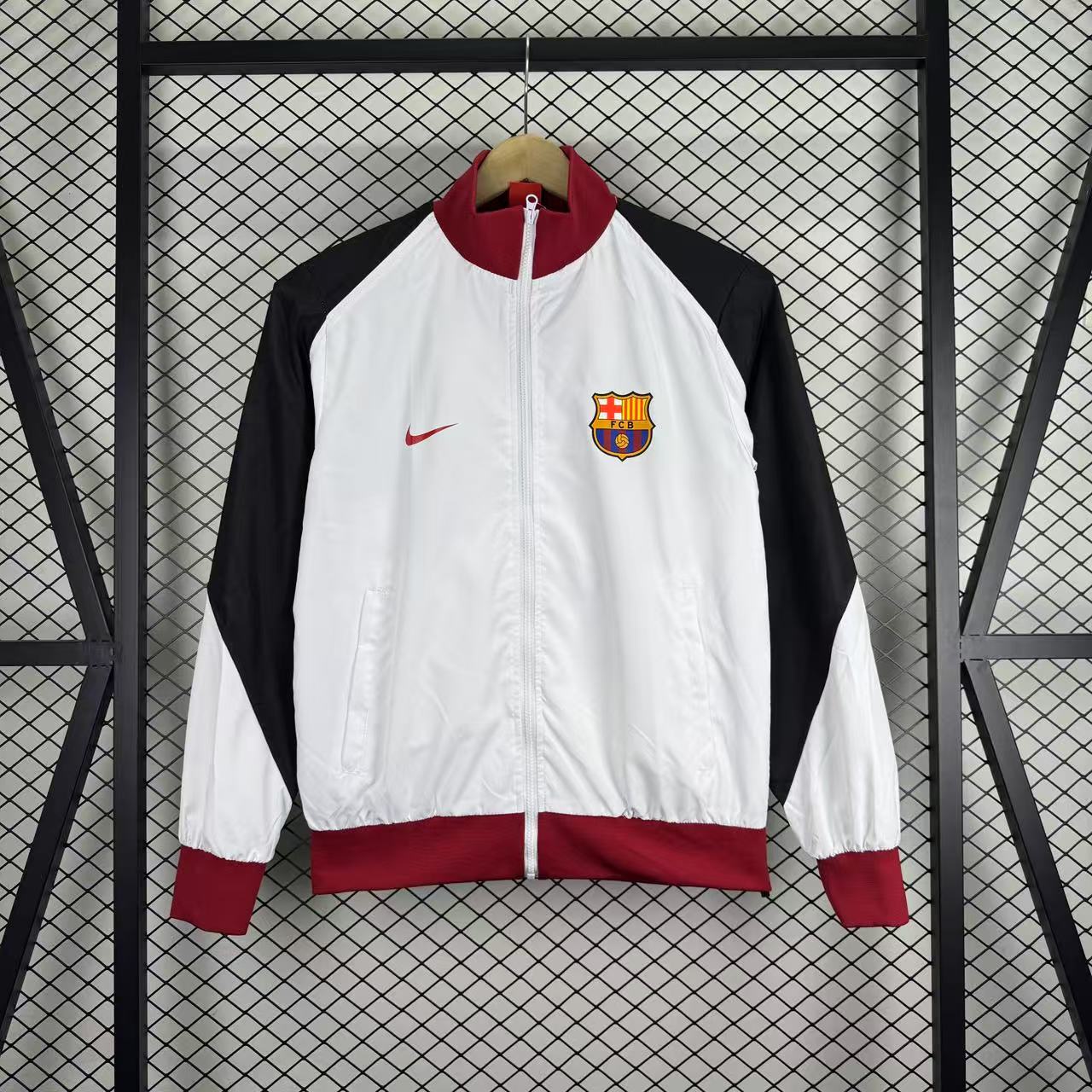 2025 Barcelona Windbreaker Black-White Jersey