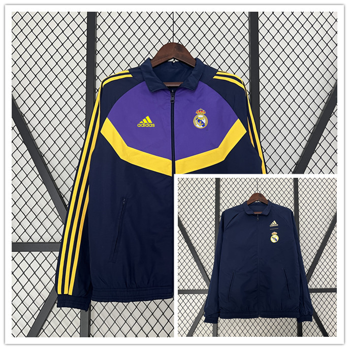 2024/2025 Real Madrid Reversible Windbreaker Black-Black and Purple