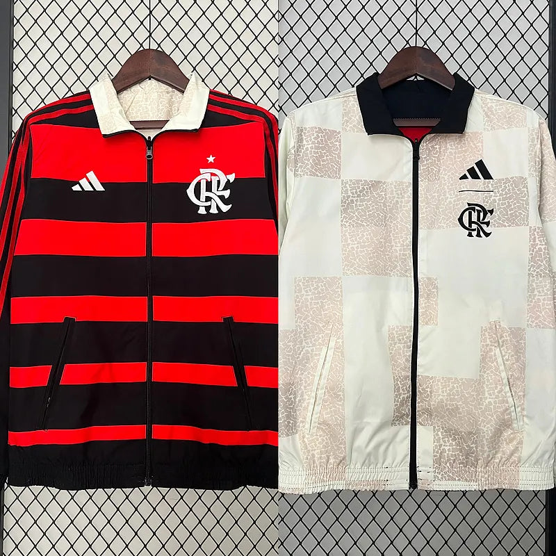 2024-2025 Flamengo CasuaI Reversible Windbreaker(white-red)