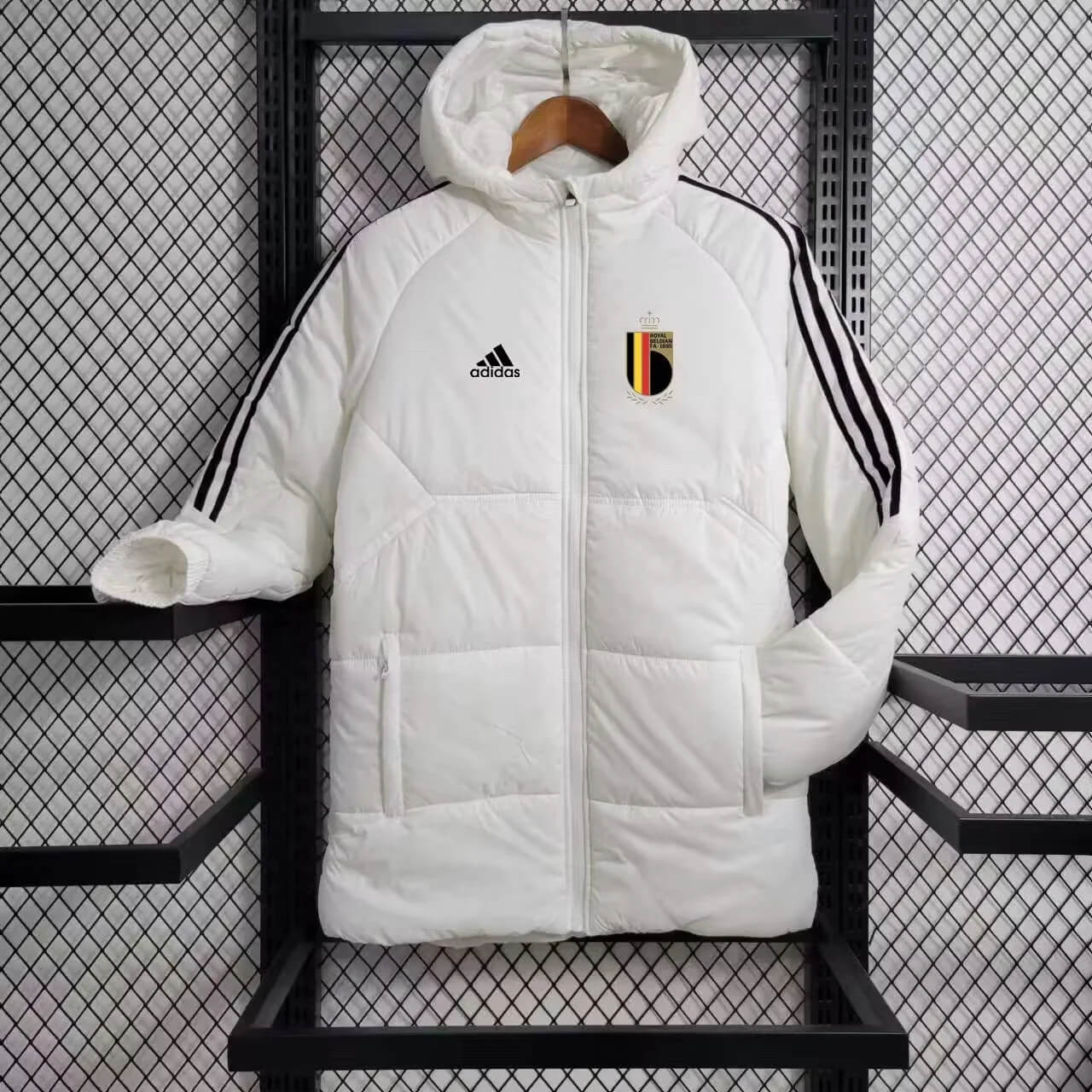 2024 Belgium White Soccer Long Cotton jacket