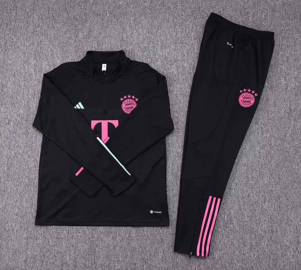 2023/2024 Bayern Munich Half-Pull Training Suit Black