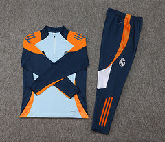 2024/2025 Real Madrid Baby Blue And Yellow Half-Pull Training Suit