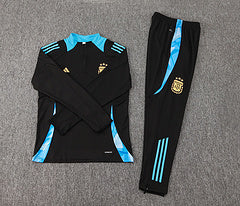 2024-2025 Argentina Half-Pull Training Suit Black Jersey Set