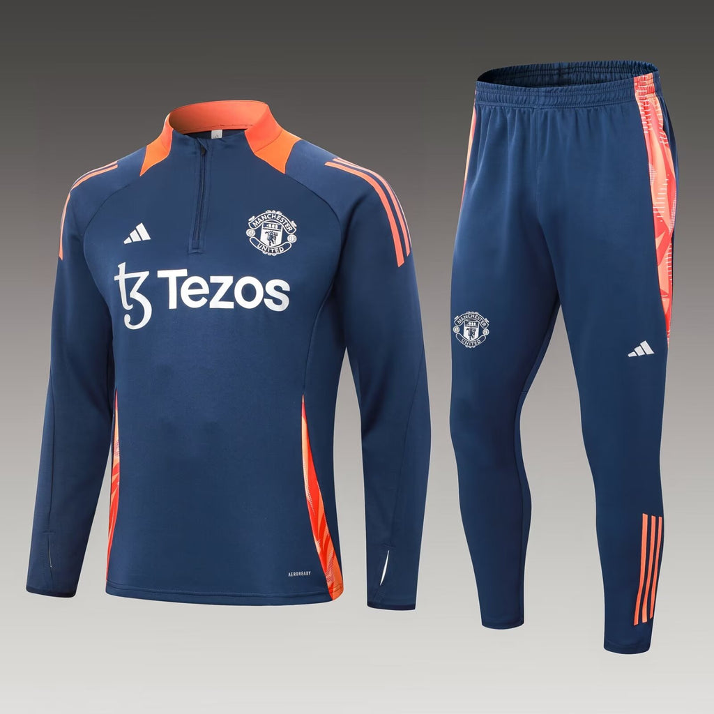 2024/2025 Manchester United Half-Pull Training Suit Royal Blue