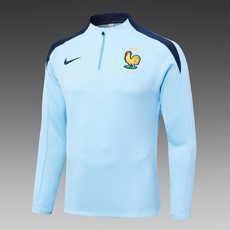 2024-2025 France Half-Pull Training Suit Baby Blue