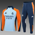 2024/2025 Real Madrid Baby Blue And Yellow Half-Pull Training Suit