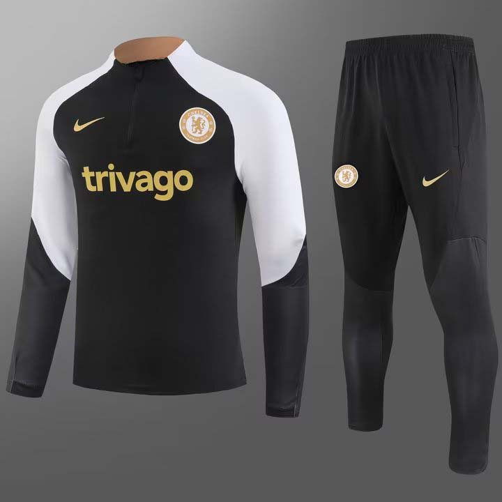 2023/2024 Chelsea Half-Pull Training Suit Black