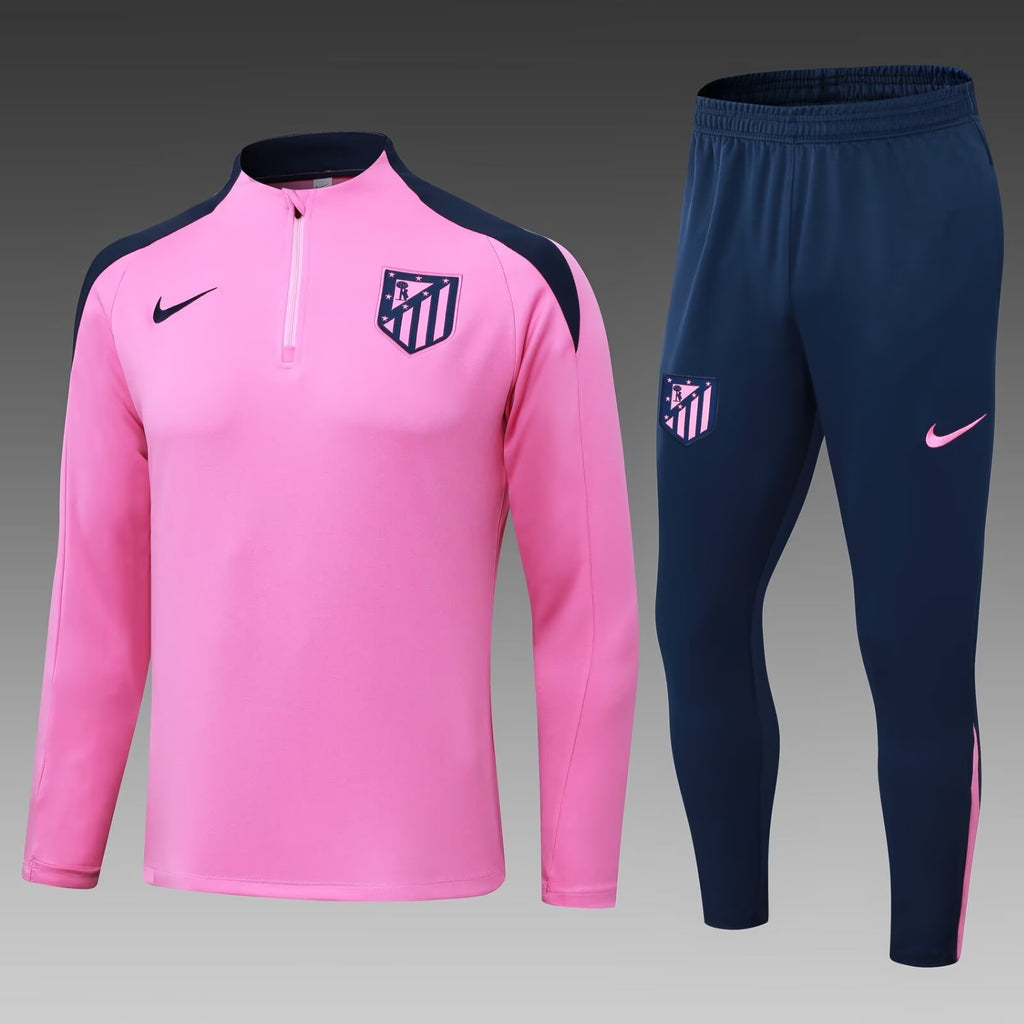 2024/2025 Atletico Madrid Half-Pull Training Suit Pink Jersey