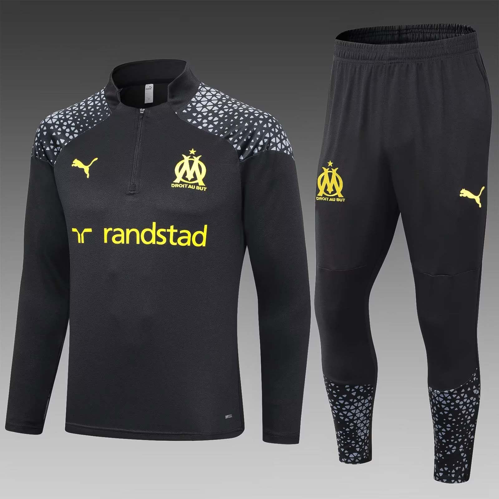 2023/2024 Olympique de Marseille Half-Pull Training Suit Black
