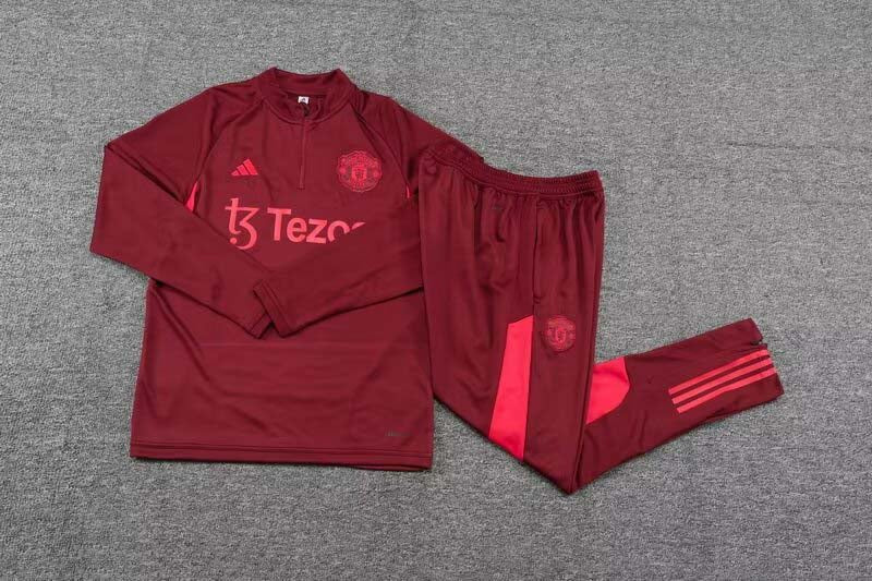 2023/2024 Manchester United Half-Pull Training Suit Purplish red