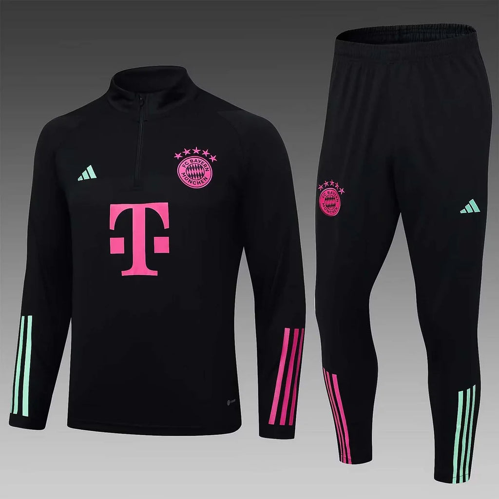 2023/2024 Bayern Munich Half-Pull Training Suit Black