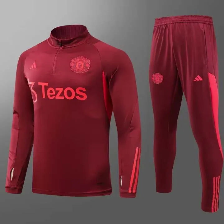 2023/2024 Manchester United Half-Pull Training Suit Purplish red