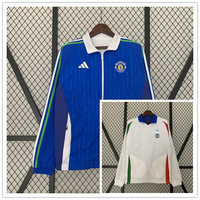 2024/2025 Manchester United Reversible Windbreaker Blue-White