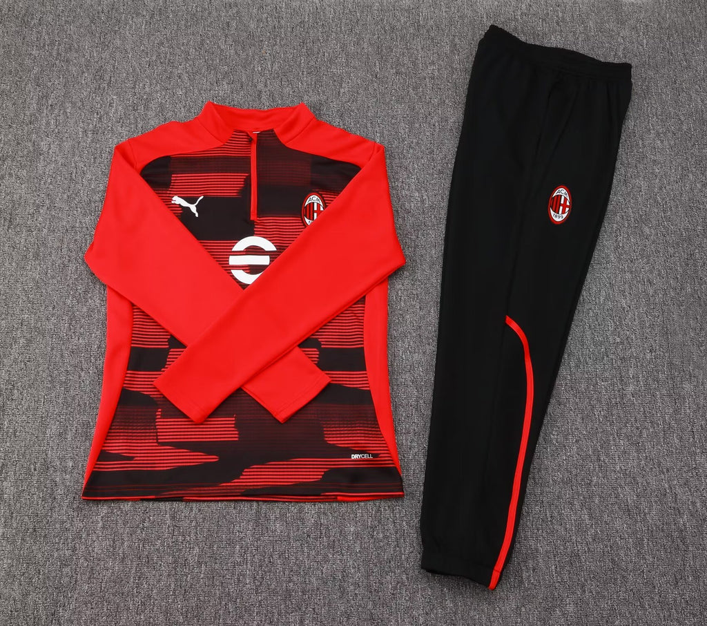 2024/2025 AC Milan Half-Pull Training Suit Black-Red