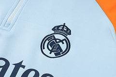 2024/2025 Real Madrid Baby Blue And Yellow Half-Pull Training Suit