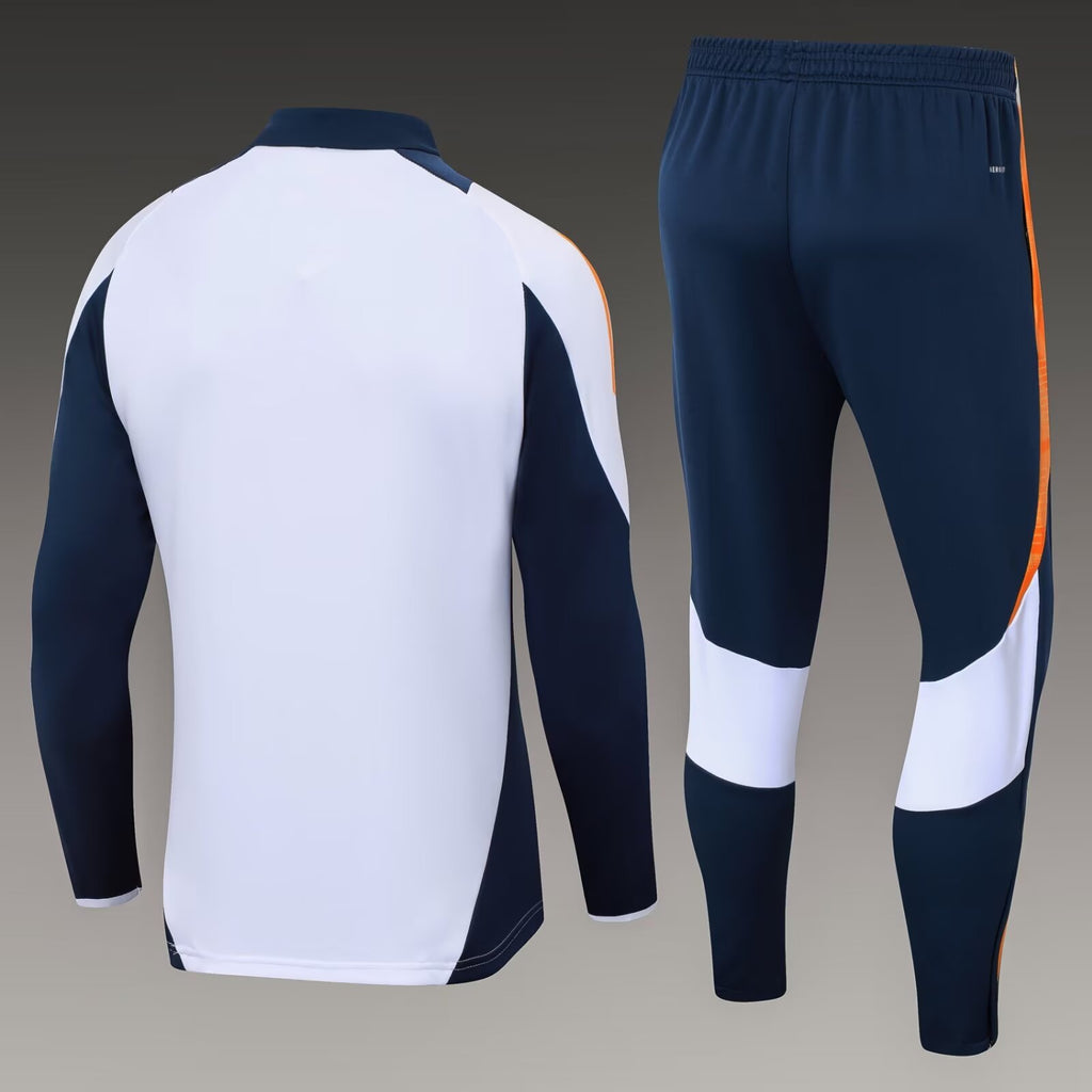 2024/2025 Real Madrid Half-Pull Training Suit White-Black