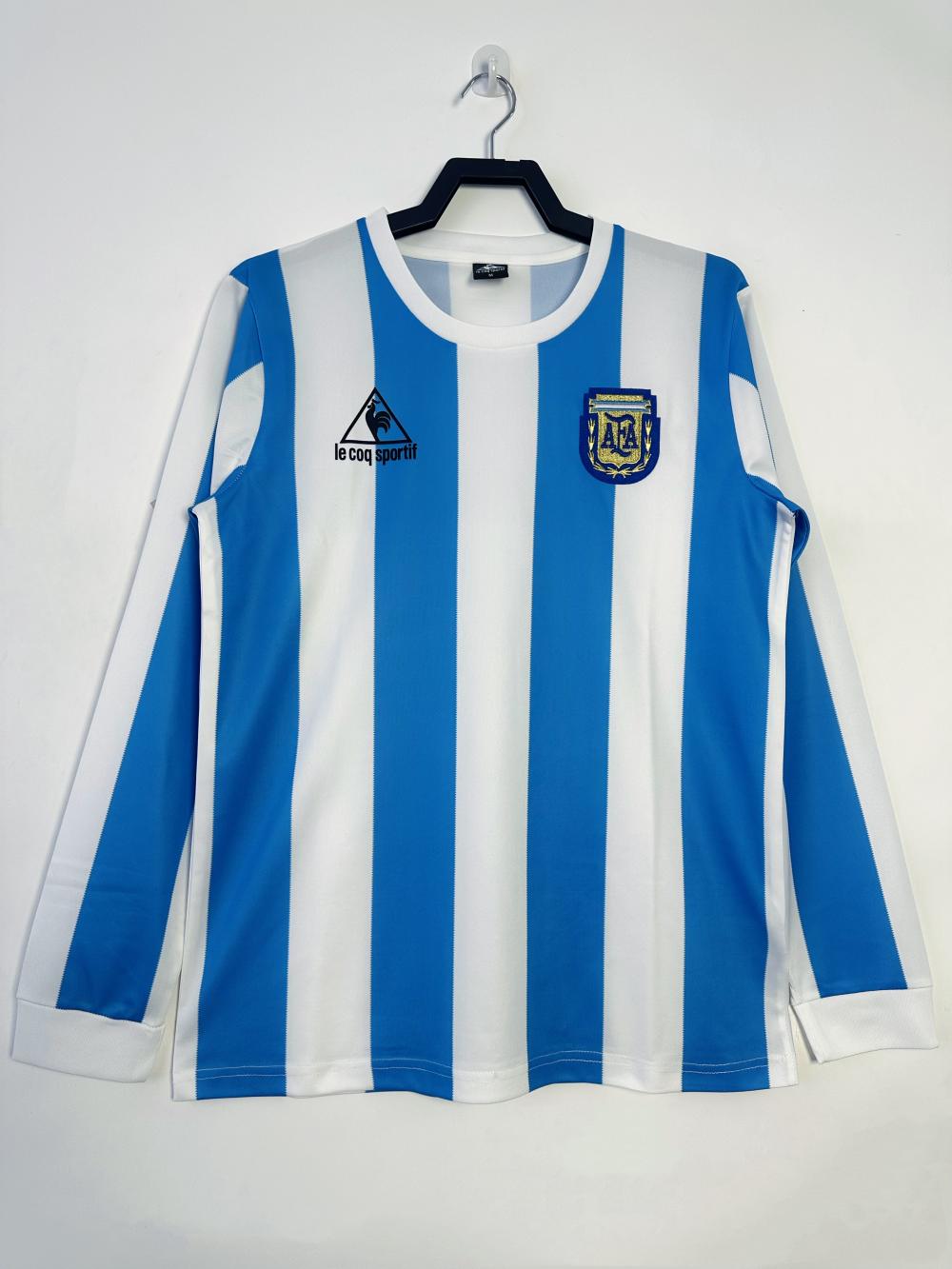 1986 Retro Long Sleeve Argentina National Team Home Jersey