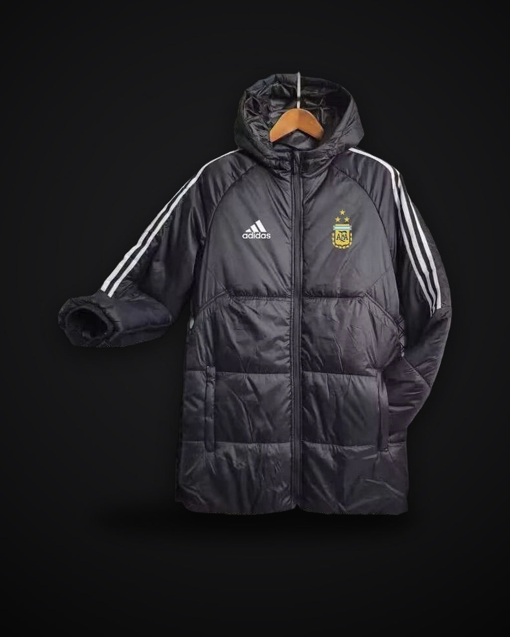 2024 Argentina Black-White Edge Soccer Long Cotton jacket