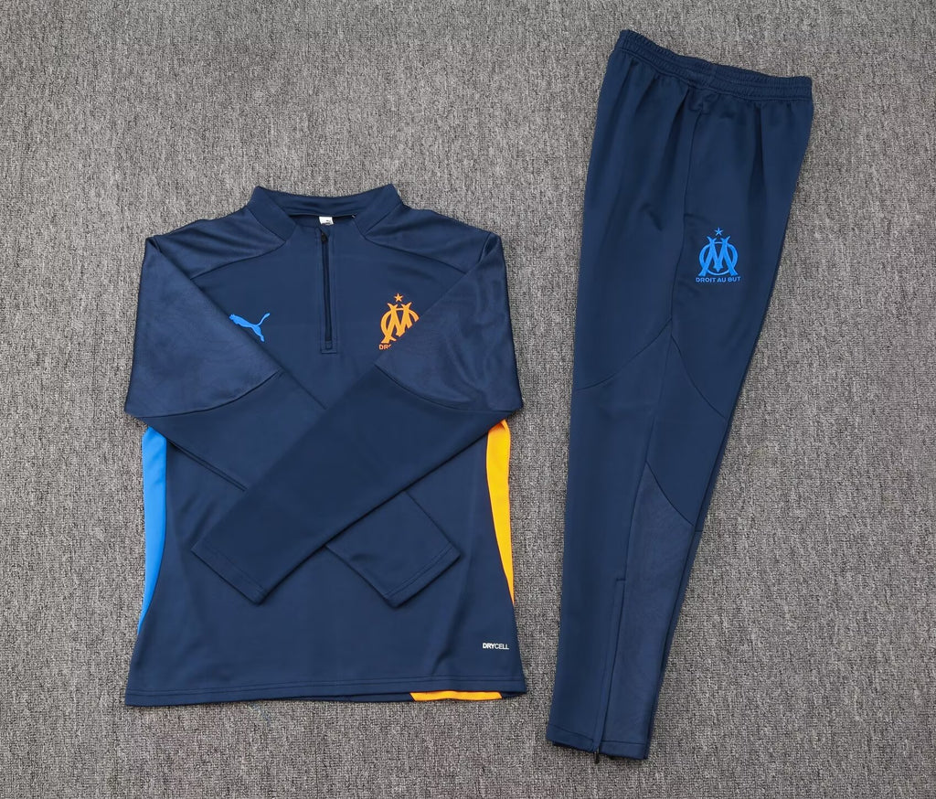 2024/2025 Olympique de Marseille Half-Pull Training Suit Royal Blue