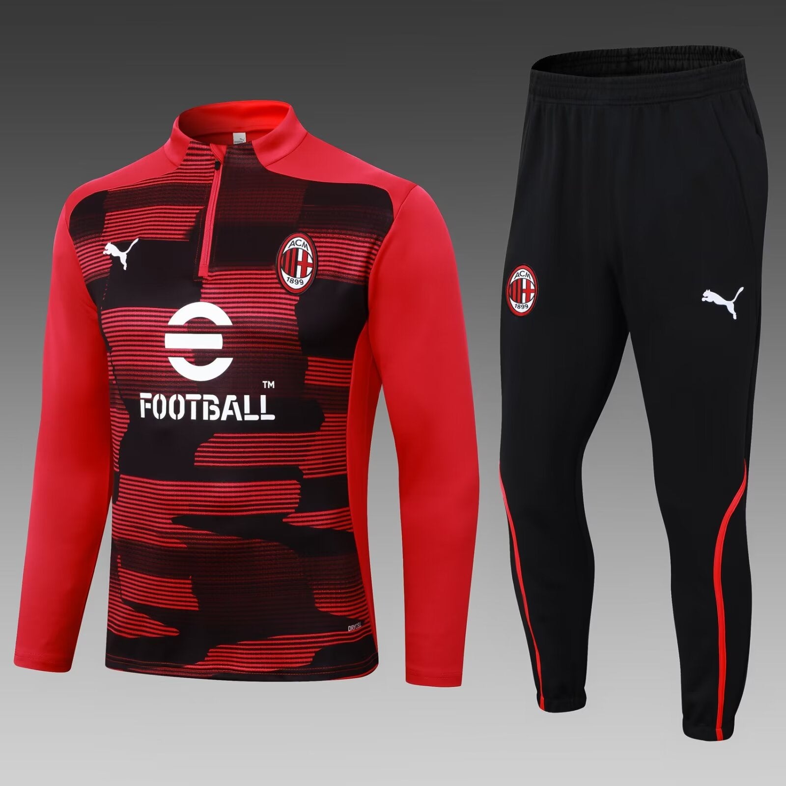 2024/2025 AC Milan Half-Pull Training Suit Black-Red