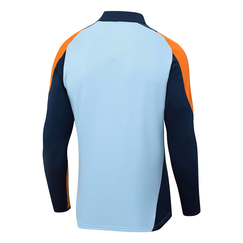 2024/2025 Real Madrid Baby Blue And Yellow Half-Pull Training Suit