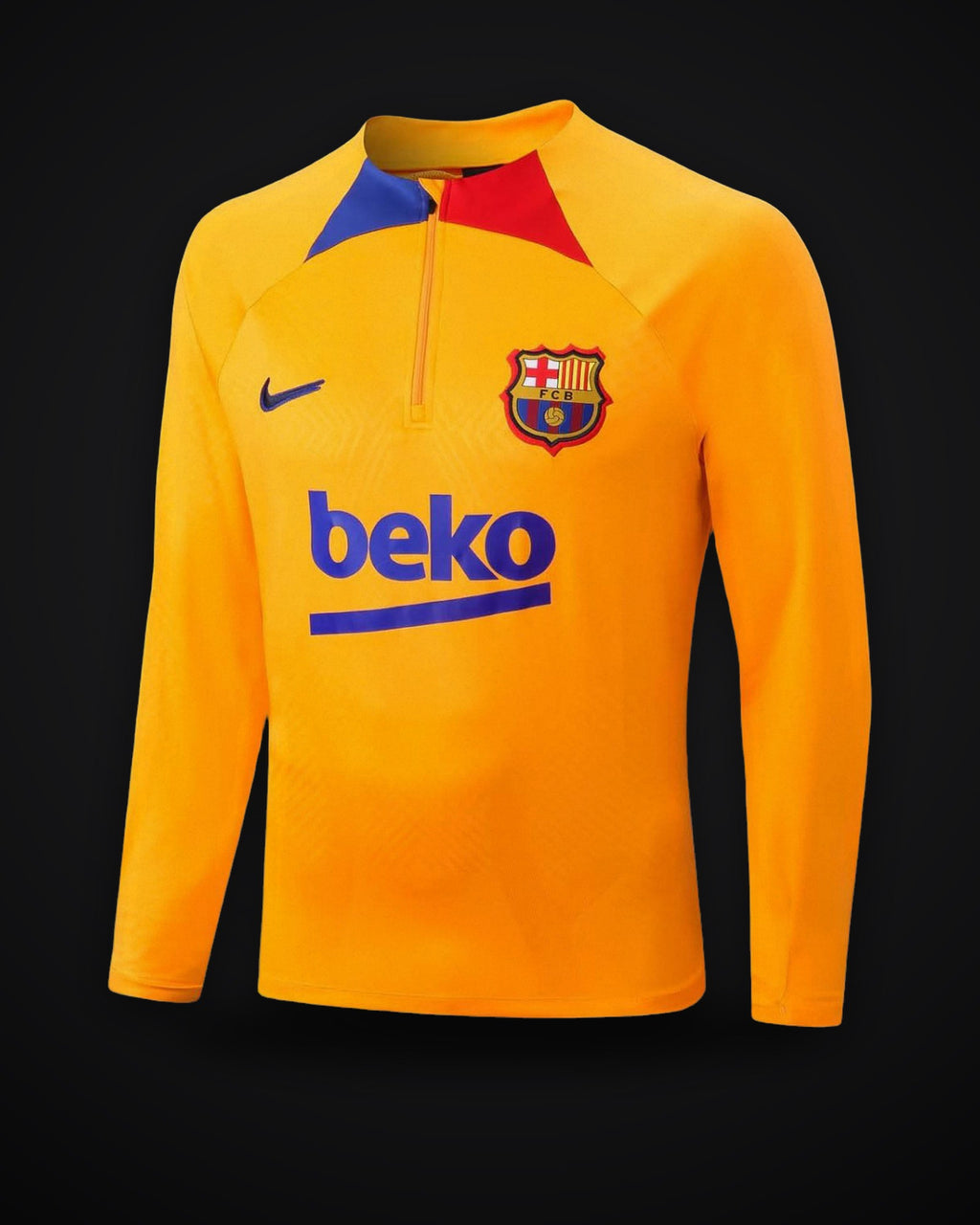 2022/2023 Barcelona Half-Pull Training Suit Yellow Jersey Set
