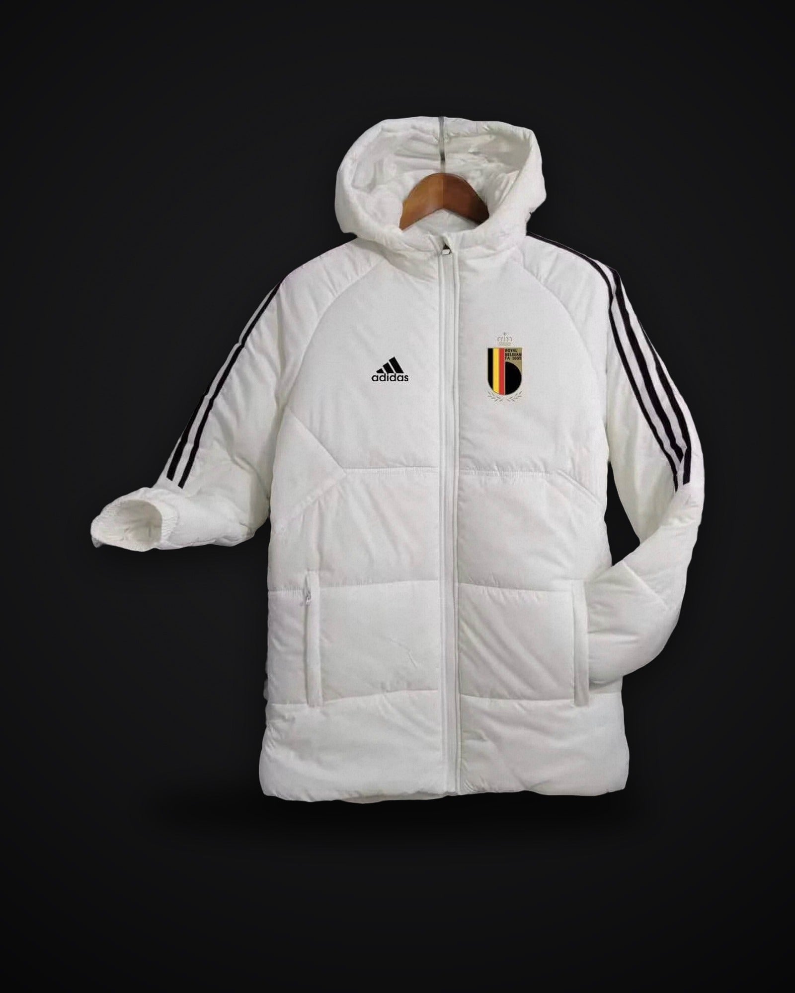 2024 Belgium White Soccer Long Cotton jacket