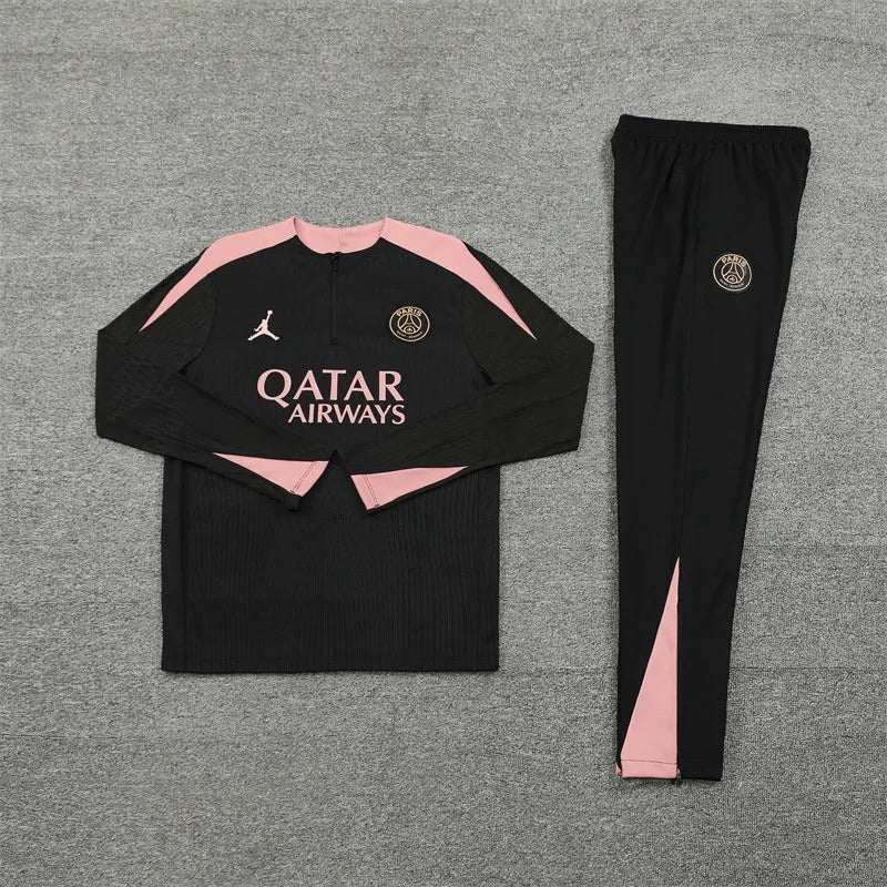 2024/2025 Psg Paris Saint-Germain Half-Pull Training Suit Black-Pink Jersey