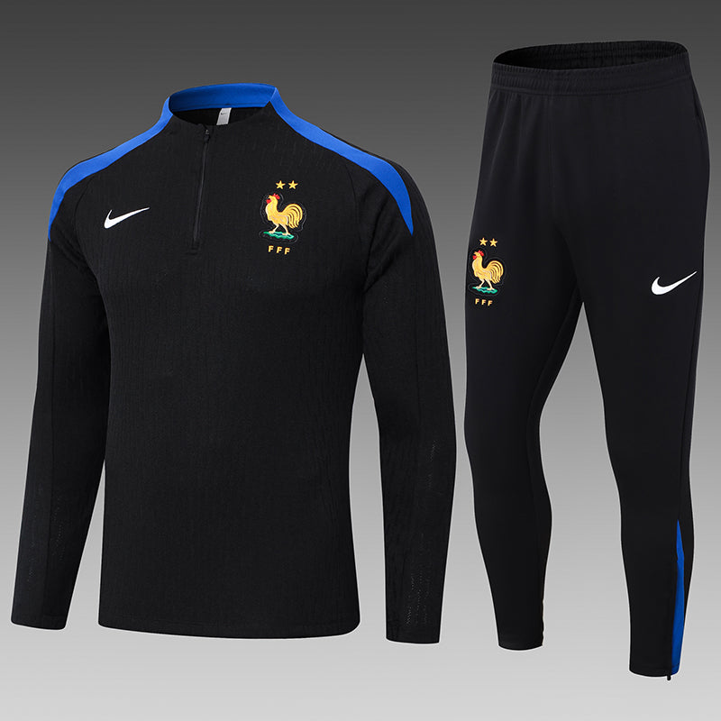 2024-2025 France Half-Pull Training Suit Black
