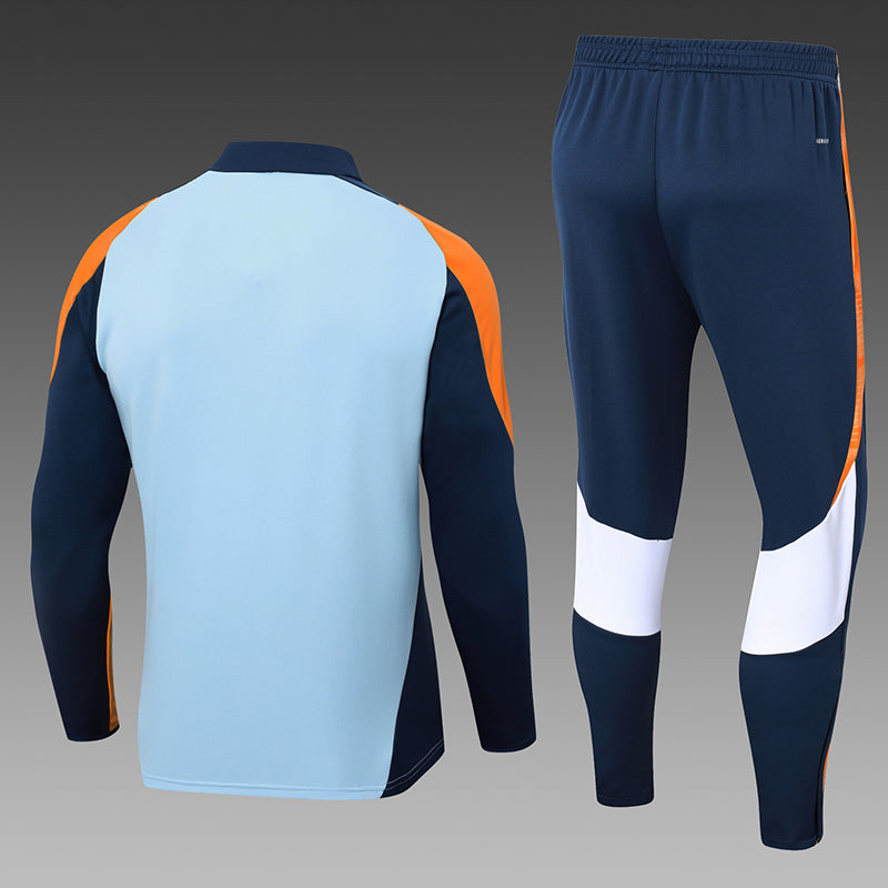2024/2025 Real Madrid Baby Blue And Yellow Half-Pull Training Suit