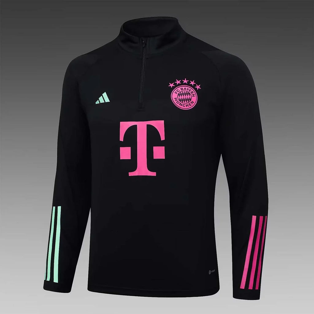 2023/2024 Bayern Munich Half-Pull Training Suit Black