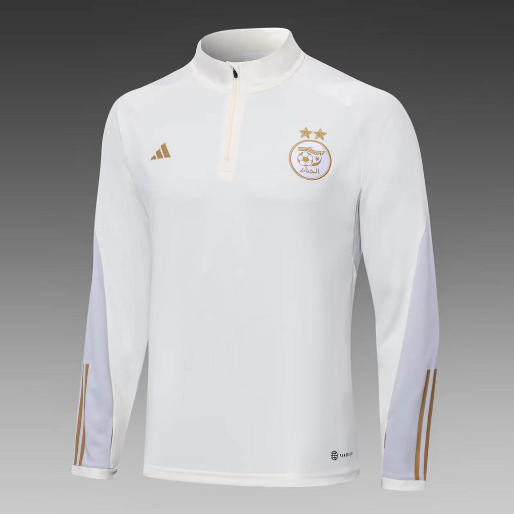 2022 Algeria National Team Half-Pull Training Suit White Shirt Set