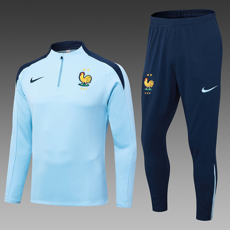 2024-2025 France Half-Pull Training Suit Baby Blue