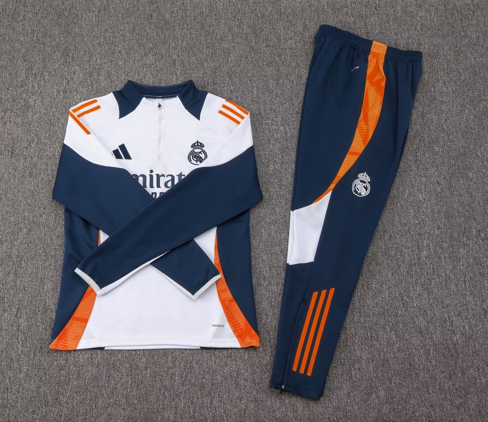 2024/2025 Real Madrid Half-Pull Training Suit White-Black