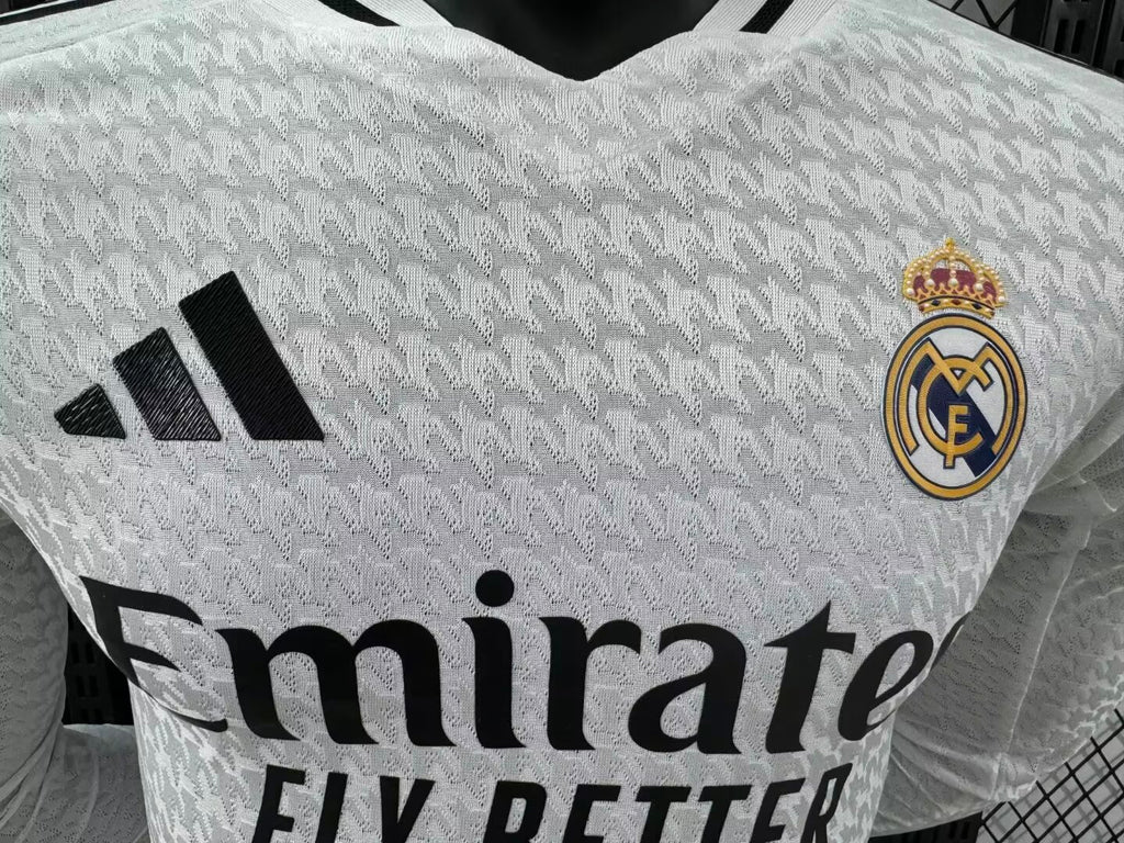 2024/2025 Player Version Real Madrid Home Long Sleeve Jersey