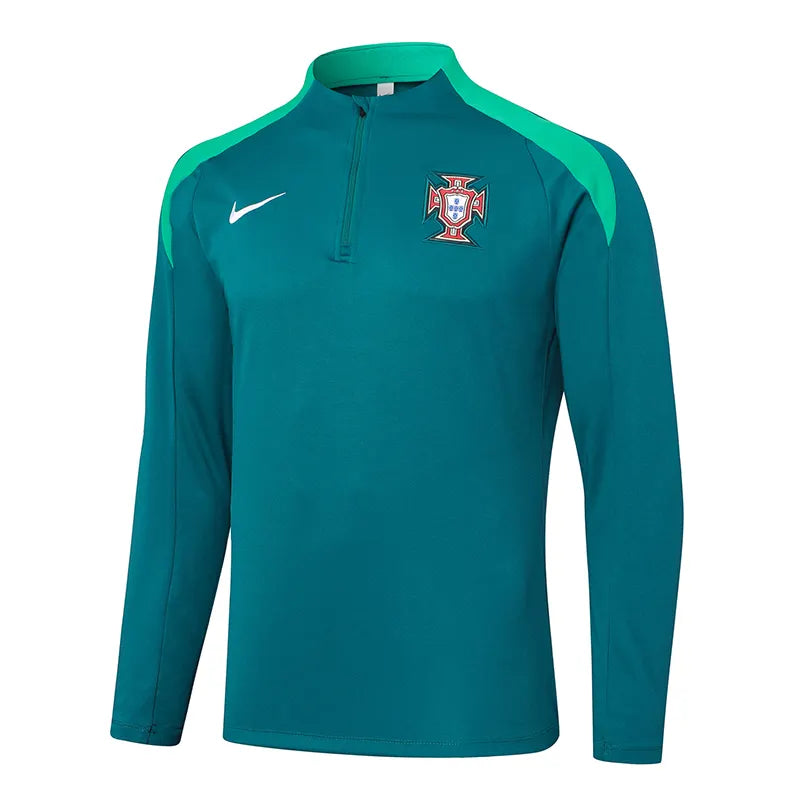 2024-2025 Portugal Half-Pull Training Suit Dark Green
