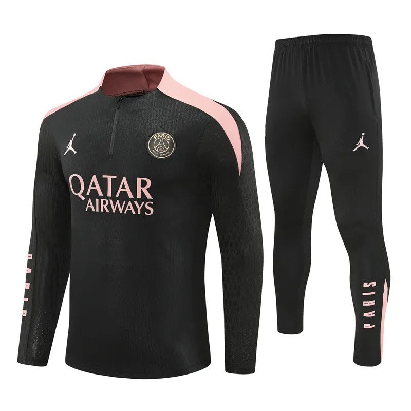 2024/2025 Psg Paris Saint-Germain Half-Pull Training Suit Black-Pink Jersey