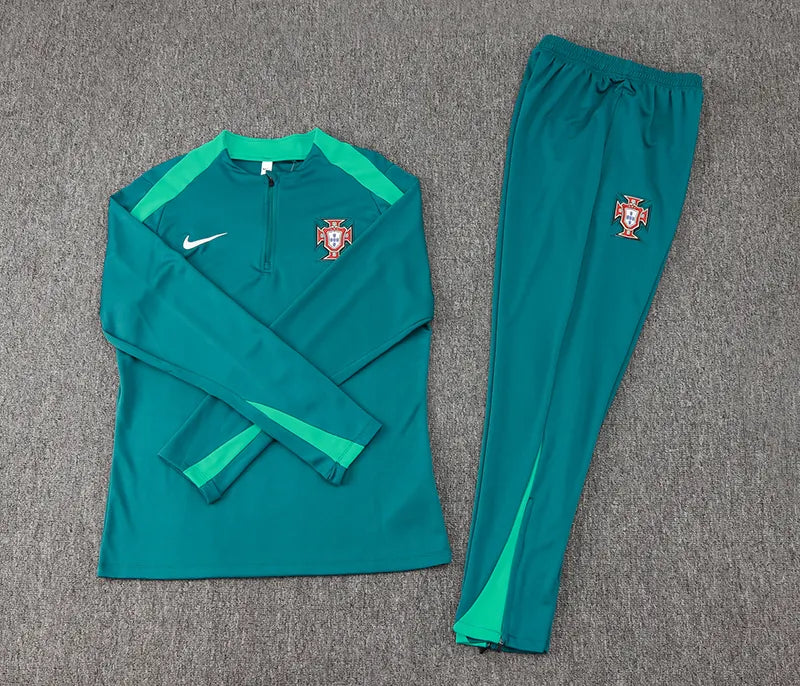 2024-2025 Portugal Half-Pull Training Suit Dark Green