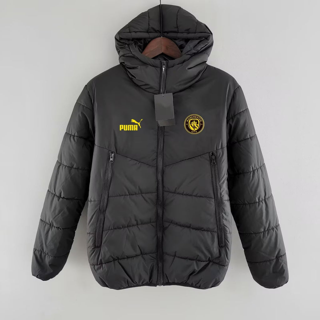 2024/2025 Manchester City Black Soccer Cotton jacket（Yellow Label）