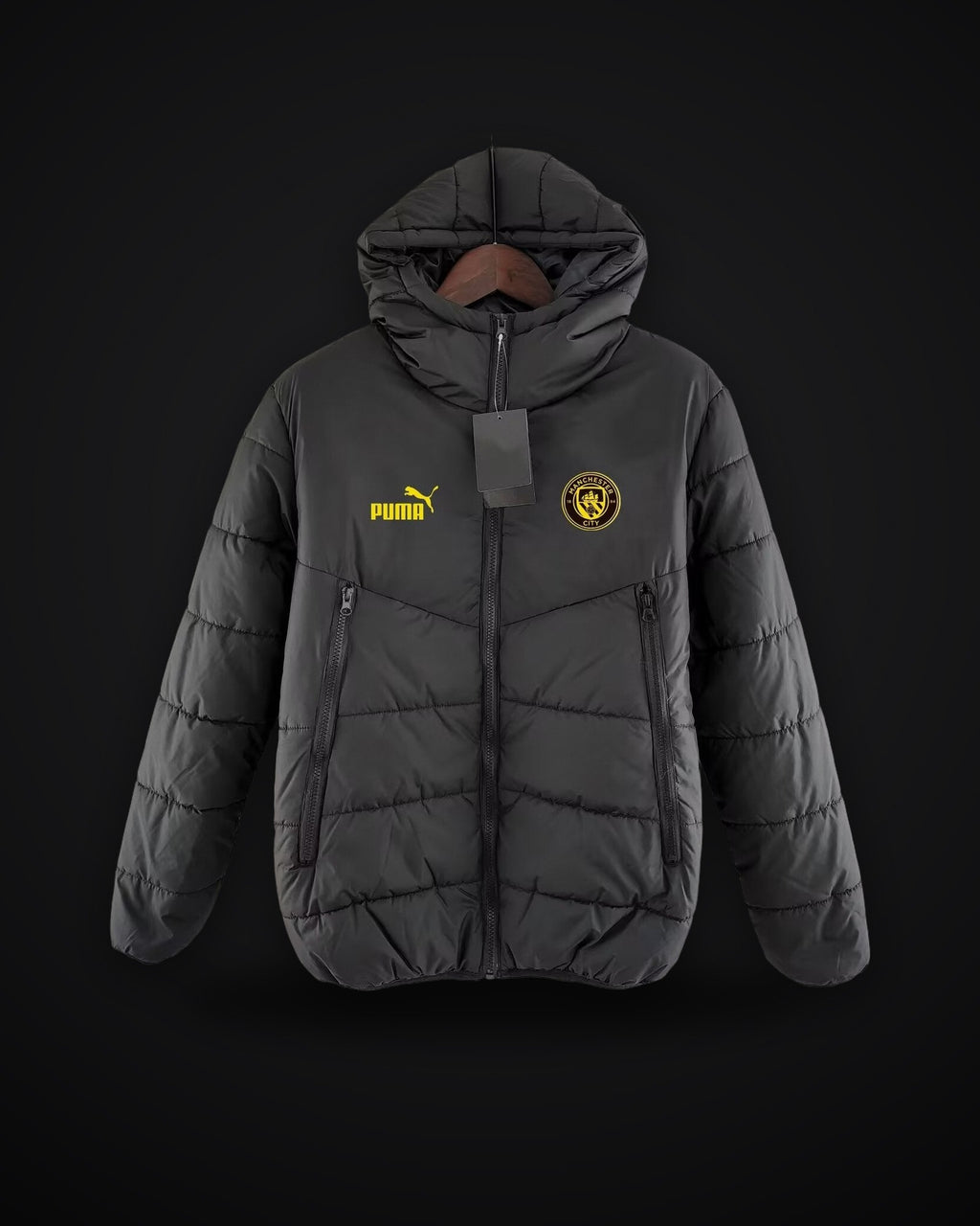 2024/2025 Manchester City Black Soccer Cotton jacket（Yellow Label）