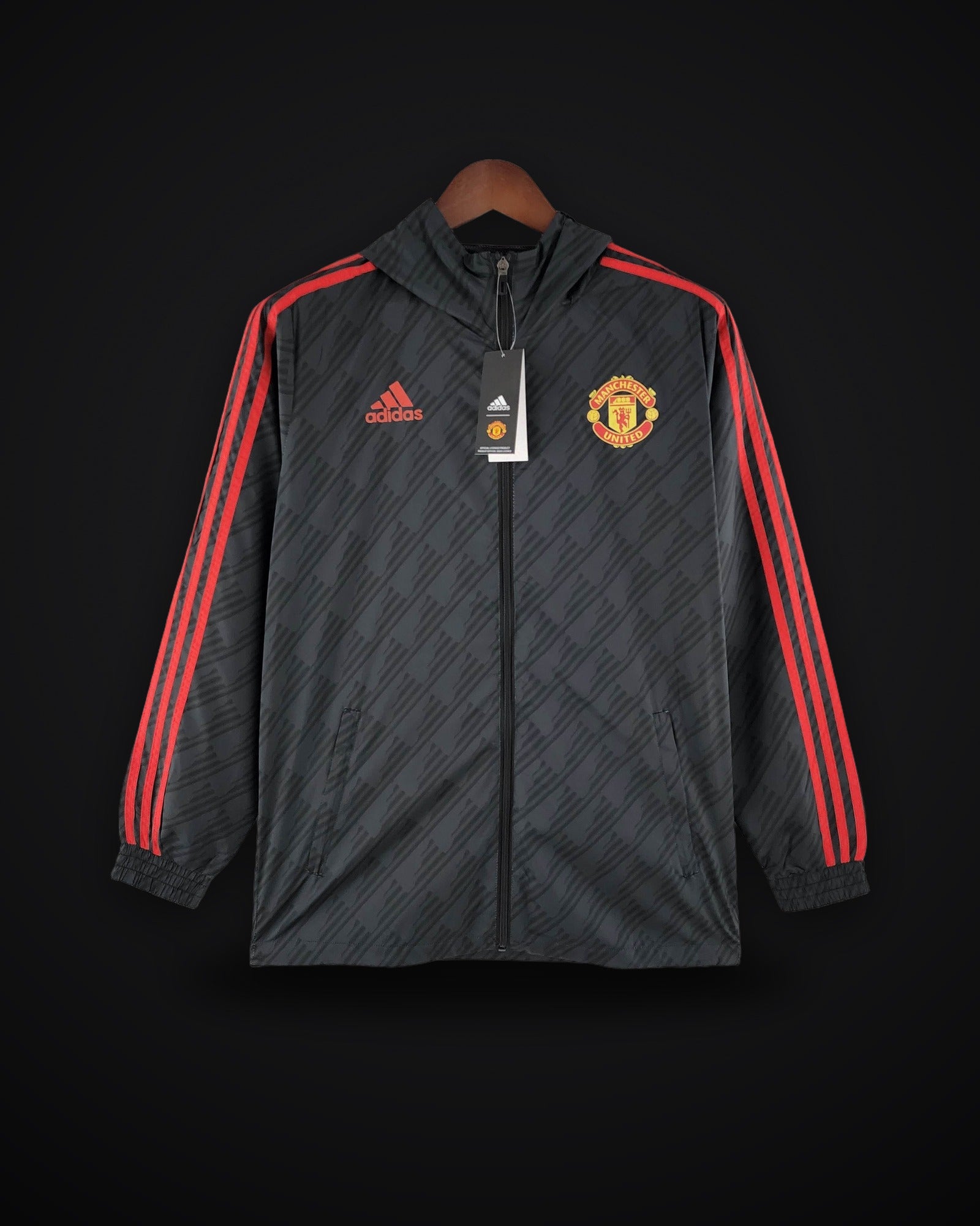 2022/2023 Manchester United Windbreaker Black Red Edge