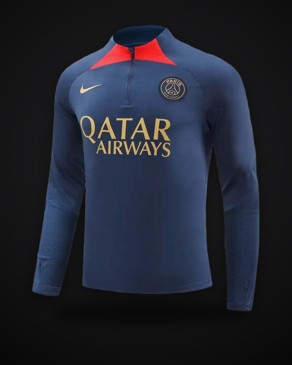 2023/2024 Psg Paris Saint-Germain Half-Pull Training Suit Navy blue Set